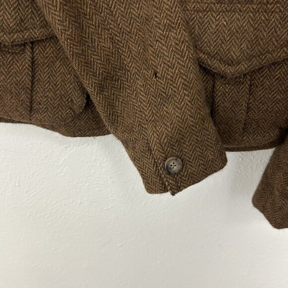 Ralph Lauren Rugby Fitted Tweed Blazer Sz 4 Brown Herringbone Equestrian Celine - Picture 8 of 12
